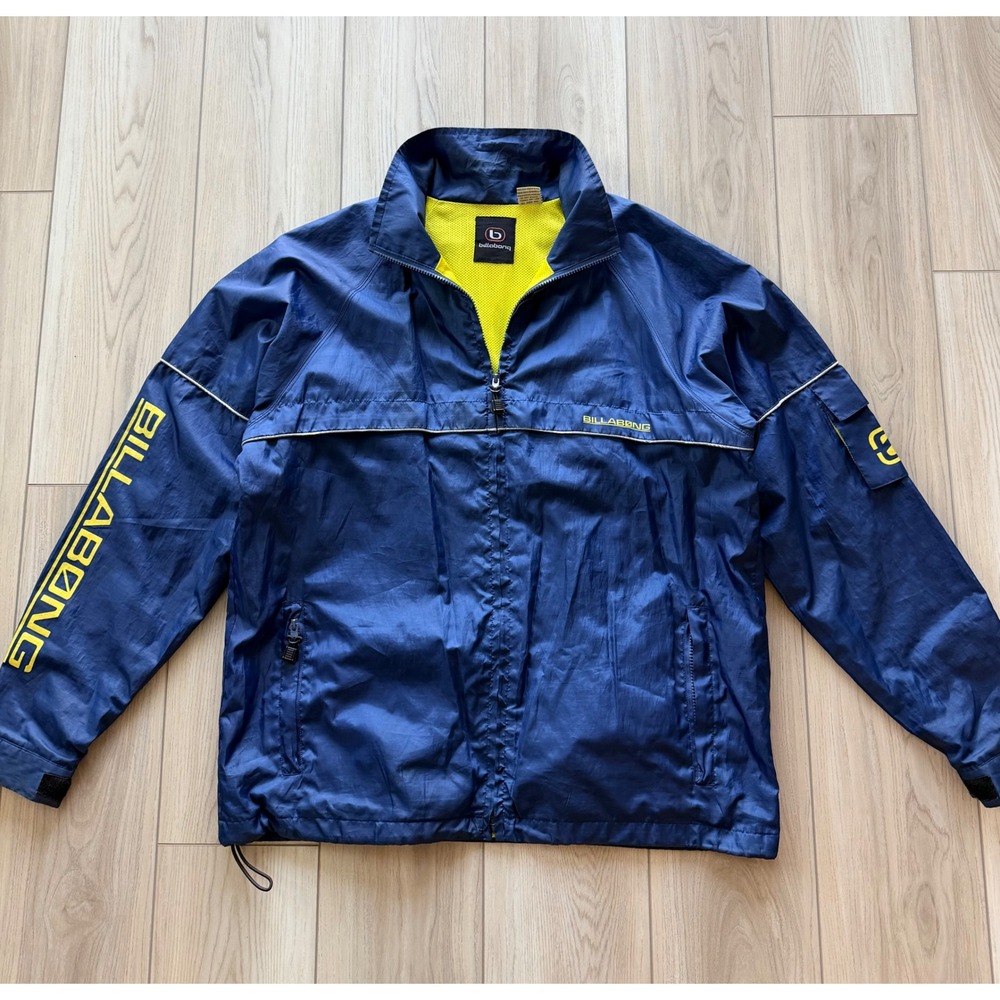 Vintage Billabong Windbreaker Jacket Mens Large Blue Yellow Zip Up M7124R1Z